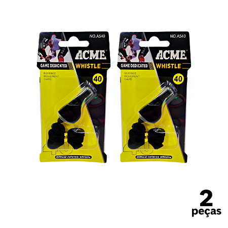 Apito 40 Plástico Preto com cordão AX Acme Whistle A540 - 754 - PACK COM 2