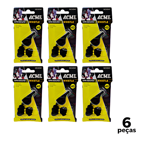 Apito 40 Plástico Preto com cordão AX Acme Whistle A540 - 754 - PACK COM 6
