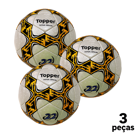 Bola Futebol SALÃO Topper Slick 22 Costurada PU AD. - PROMO - PACK COM 3