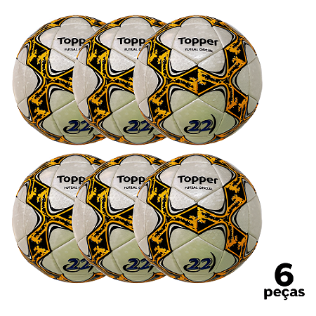 Bola Futebol SALÃO Topper Slick 22 Costurada PU AD. - PROMO - PACK COM 6