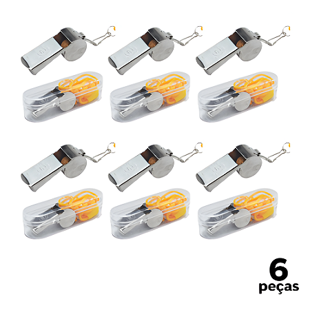 Apito Metálico Com Cordão AX CY - PACK COM 6