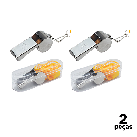 Apito Metálico Com Cordão AX CY - PACK COM 2