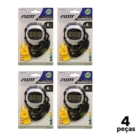Cronômetro AX Básico com Apito Amarelo FTT F018 - 753 - PACK COM 4