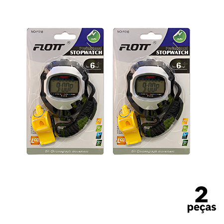 Cronômetro AX Básico com Apito Amarelo FTT F018 - 753 - PACK COM 2