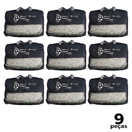 Rede de Futebol Salão Fio 6mm Seda PRO Pesada Top com Bolsa AX Par  738 - PACK COM 9