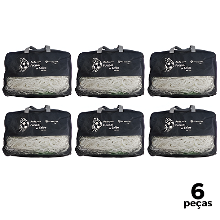 Rede de Futebol Salão Fio 6mm Seda PRO Pesada Top com Bolsa AX Par  738 - PACK COM 6