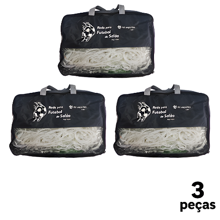 Rede de Futebol Salão Fio 6mm Seda PRO Pesada Top com Bolsa AX Par  738 - PACK COM 3