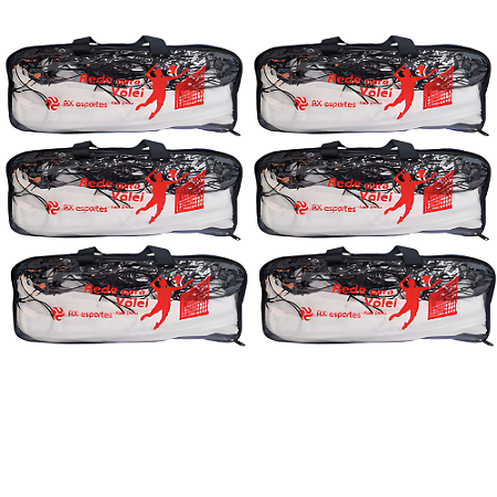 Rede de Volei 1 Lona Fio 2 Top c/ Bolsa e Cabo de Aço AX PROMO - 739 - PACK COM 6