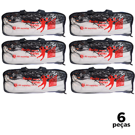 Rede de Volei 1 Lona Fio 2 Top c/ Bolsa e Cabo de Aço  AX - 739 - PACK COM 6