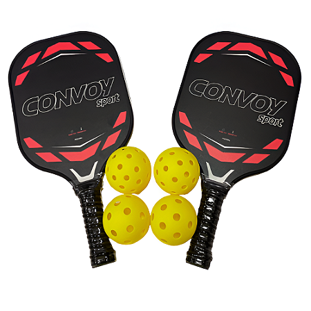 Raquete Pickleball  Vermelho AX CY Fibra Vidro 02 Raq. e 4 Bolas - 37138