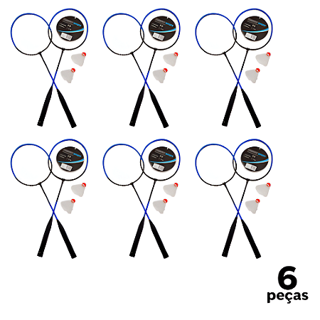 Kit Badminton  AX CY Esportes 2 Raquetes 2 Petecas e Sacola CY - 37025 / 37083 - PACK COM 6