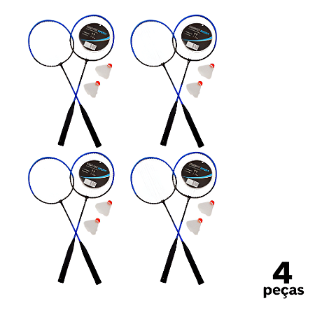 Kit Badminton  AX CY Esportes 2 Raquetes 2 Petecas e Sacola CY - 37025 / 37083 - PACK COM 4