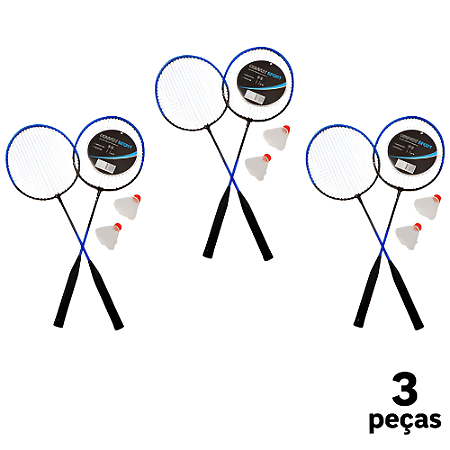 Kit Badminton  AX CY Esportes 2 Raquetes 2 Petecas e Sacola CY - 37025 / 37083 - PACK COM 3