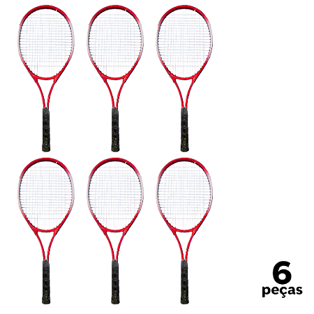 Raquete Tênis Campo Adulto PRO 1 Raquete Aluminio com Bolsa AX CY (Unid.) T27 Vermelho - PACK COM 6
