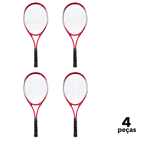Raquete Tênis Campo Adulto PRO 1 Raquete Aluminio com Bolsa AX CY (Unid.) T27 Vermelho - PACK COM 4