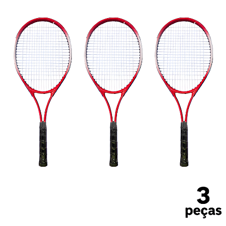 Raquete Tênis Campo Adulto PRO 1 Raquete Aluminio com Bolsa AX CY (Unid.) T27 Vermelho - PACK COM 3