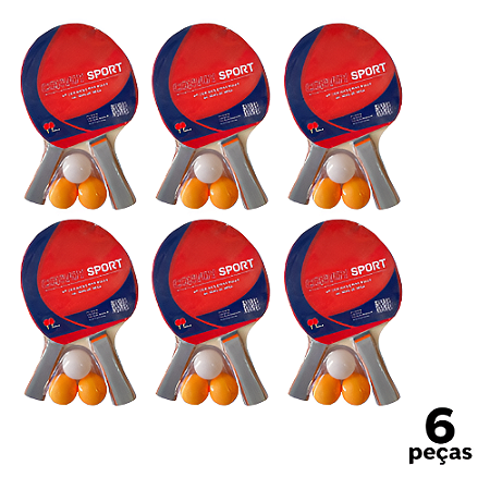 Raquete Tênis de Mesa  AX CY Kit com 2 Raquetes e 3 Bolinhas 37063 - PACK COM 6