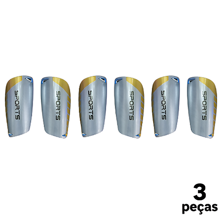 Caneleira Adulto Sports Branca Metálica AX - 796 - PACK COM 3