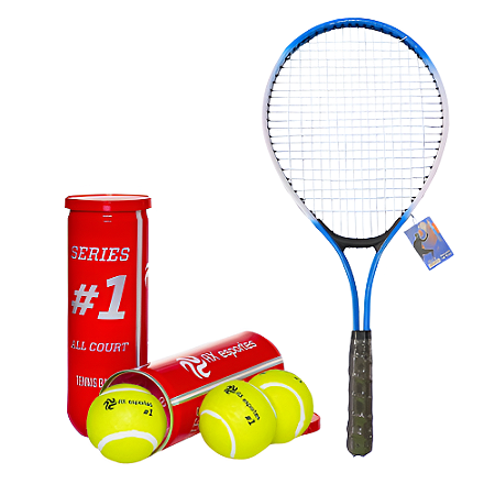 Raquete Tênis Campo AD/JUV Ferro AX CY com Bolsa T27 + Tubo 3 Bolas Tênis Premium AX Esportes