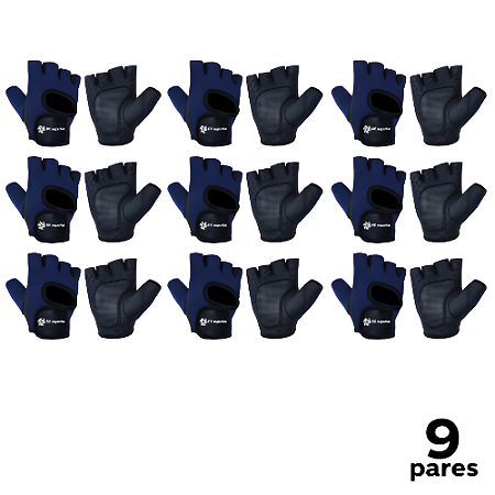Luva Ciclismo Musculação Neoprene Marinho AX Esportes  TAM G - 885 - PACK COM 9 PARES