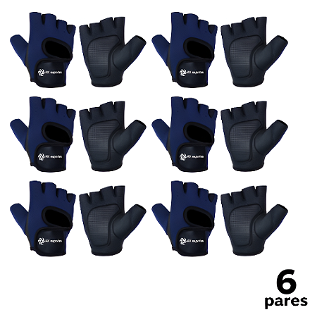 Luva Ciclismo Musculação Neoprene Marinho AX Esportes  TAM G - 885 - PACK COM 6 PARES