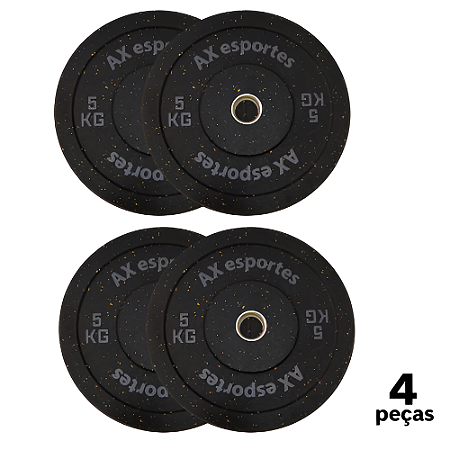Anilha 5 KG LPO Olimpica Bumper PRO AX Esportes PROMO - 881 - PACK COM 4