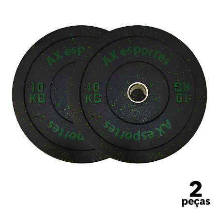 Anilha 10 KG LPO Olimpica Bumper PRO AX Esportes PROMO - 882 - PACK COM 2