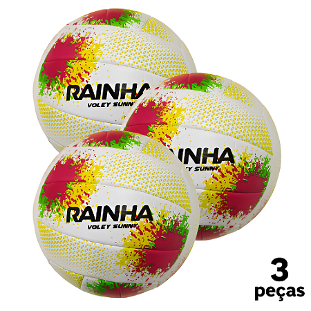 Bola Vôlei Rainha Sunny Costurada Branca - PROMO - PACK COM 3