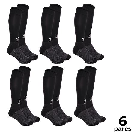 Meião Umbro Adulto Promo 2º L. Tam 39/43 PRETO - PACK COM 6 PARES