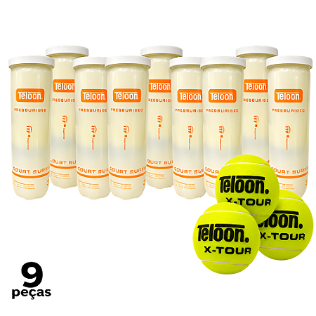 Bola Tênis ITF Pro Tubo c/3 Teloon OA500 - PACK COM 9