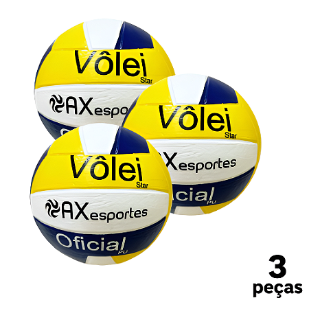 Bola Vôlei Oficial AX Star PU 18 Gomos - PACK COM 3