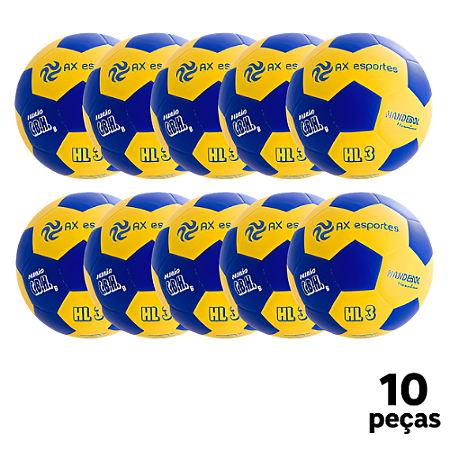 Bola Handebol H3L Adulto AX Esportes Matrizada AZ/AM - PACK COM 10