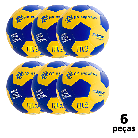 Bola Handebol H3L Adulto AX Esportes Matrizada AZ/AM - PACK COM 6