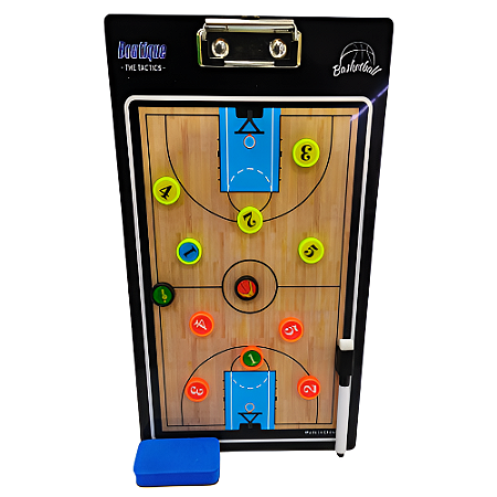 Quadro Tático Basquete Magnética c/ Caneta e 12 Imãs 35x20 - 060