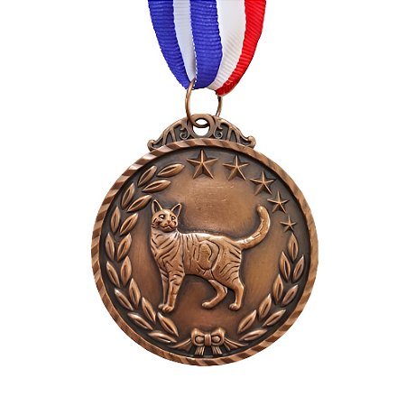Medalha Gato Bronze AX 65mm Pet - 983