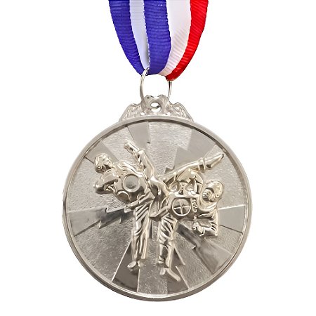 Medalha Taekwondo Prata AX 65mm - 982