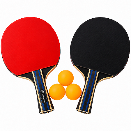 Raquete Tênis de Mesa PRO Super Kit c/ 2 Raq. + 03 Bolinhas 3 Estrelas AX ESPORTES - 112