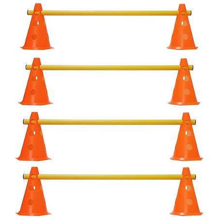 Kit Agilidade 8 Cones de 23cm e 4 Barreiras 80cm Laranja