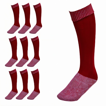 Meião de Futebol AX Esportes Cor Vermelha - PACK C/ 12 PARES