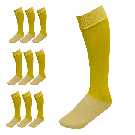 Meião de Futebol AX Esportes Cor Amarelo - PACK C/ 12 PARES