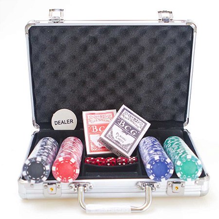 Maleta de Poker AX Esportes 200 Fichas 2 Baralhos e Dados-Y341