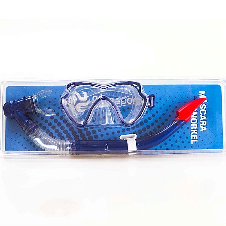 Kit Mergulho Ax Esportes c/ Máscara e Snorkel Azul FA521