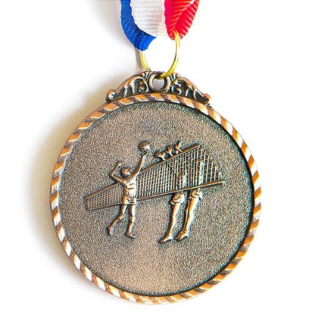 Medalha AX Esportes 50mm Vôlei Alto Relevo Bronzeada - Y224B