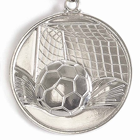 Medalha Gigante AX Esportes 64mm Futebol Alto Relevo 3D Prateada - FA489/433 (Pç)