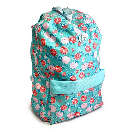 Mochila Juvenil Capricho Liberty Azul Floral c/ self Ligth