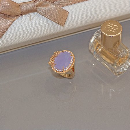 Anel pedra lavanda e microzircônia