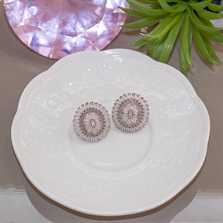 Brinco ródio branco com navetes