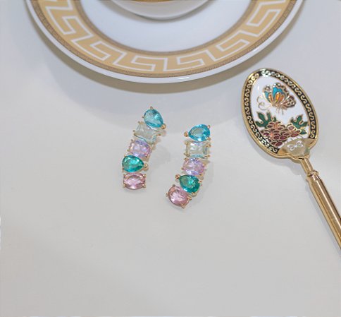 Brinco Ear Cuff mix de cristais