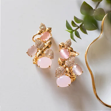 Brinco Ear Cuff pedra fusion e microzircônias