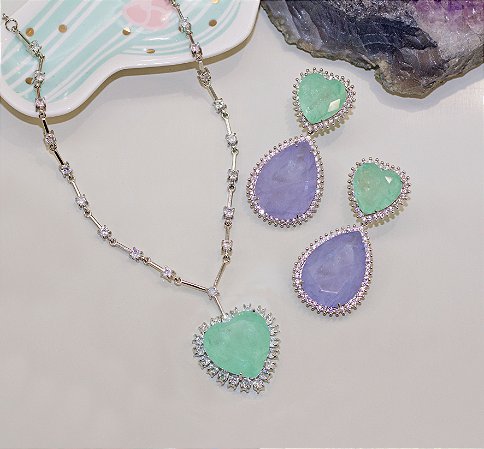 Brinco coração e gota fusion e microzircônias